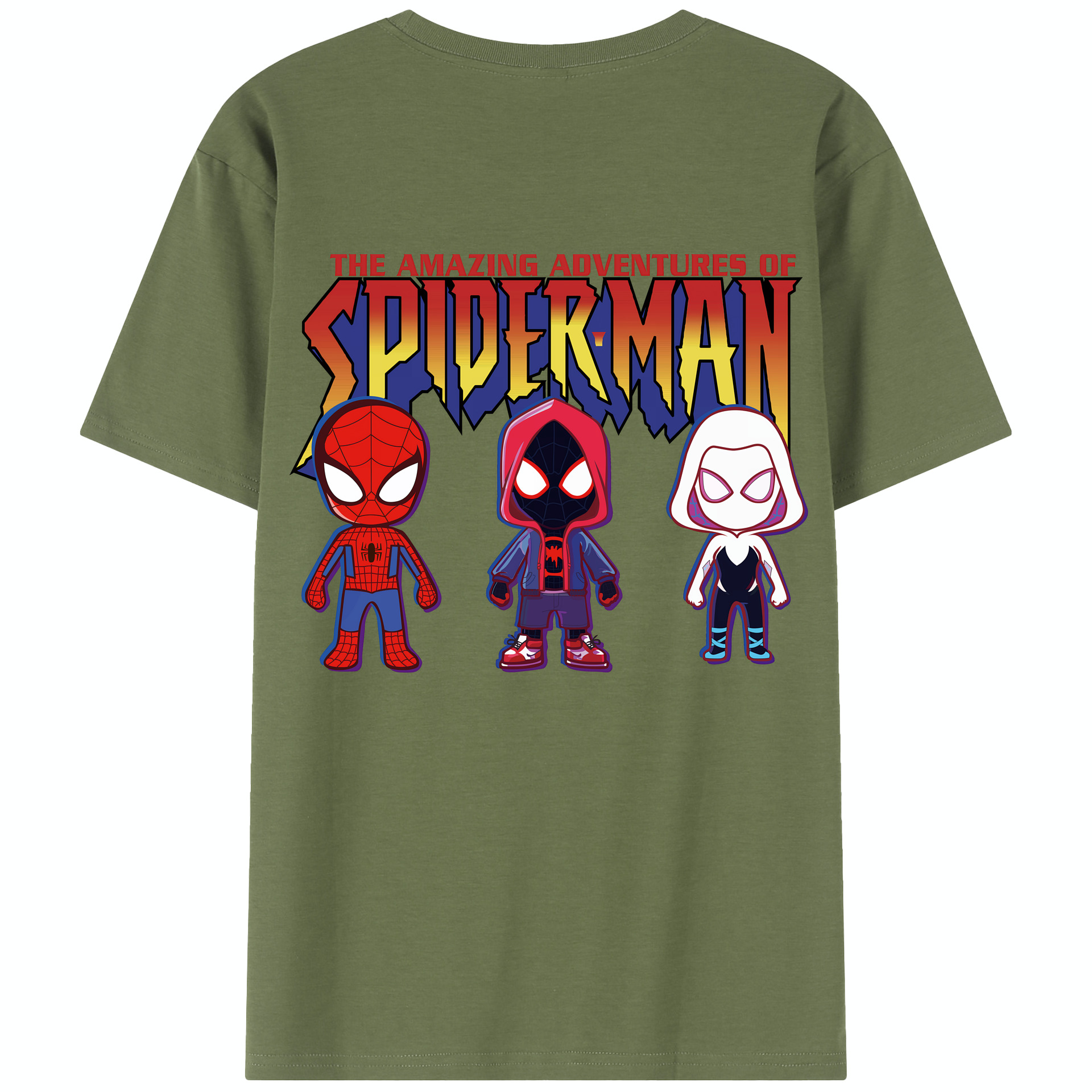 （画像用） Spider Man スパイダーマン 綿100％半袖Tシャツ（背面プリント）